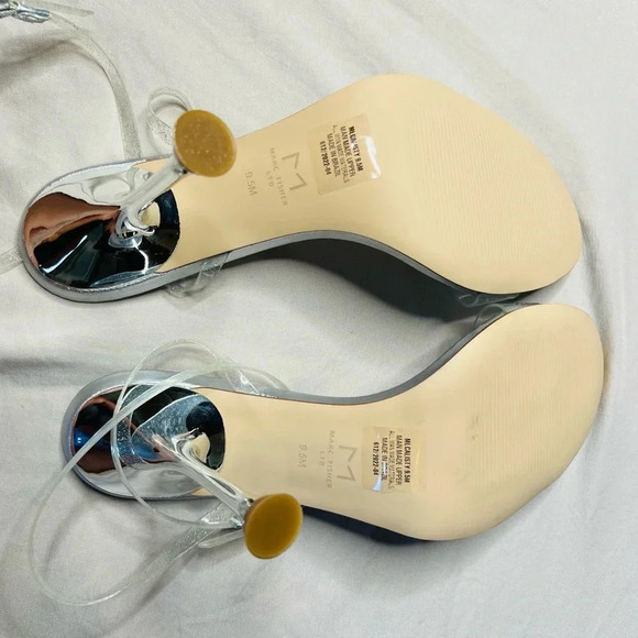 Marc Fisher Calisty Silver Glitter Strappy Stiletto Heels Women Size 9.5 - Picture 9 of 13